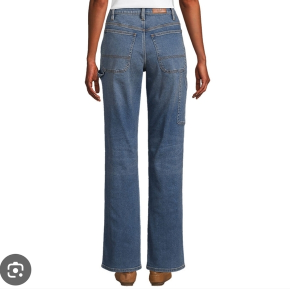 Lands End Wmns Recover High Rise Relaxed Straight Utility Blue Jeans |16x30| NEW - Picture 3 of 12
